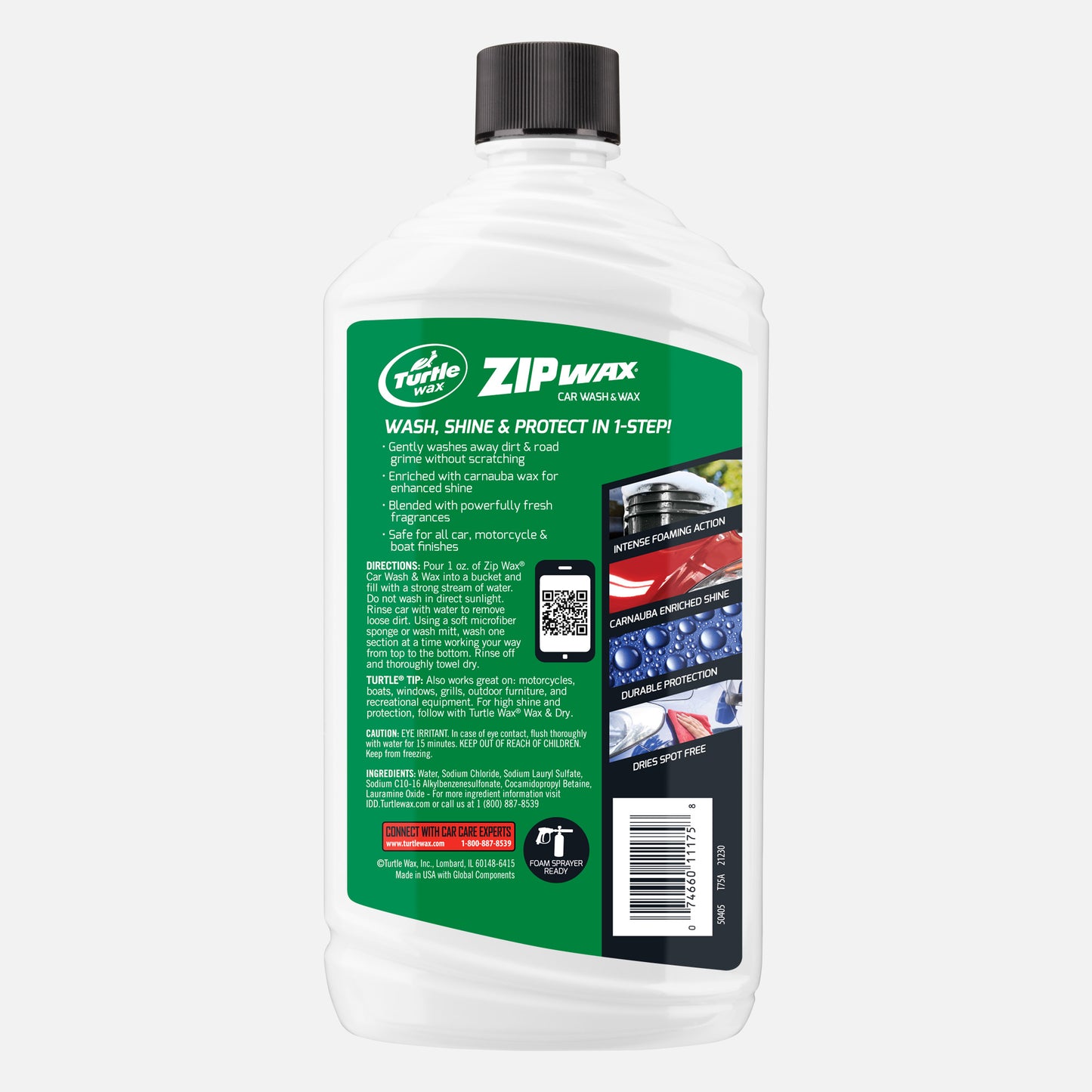 Turtle Wax Zip Wax for car washing. Car wash and wax cleans, shines and protects. Carnauba wax for a spot-free finish. Made in USA.
