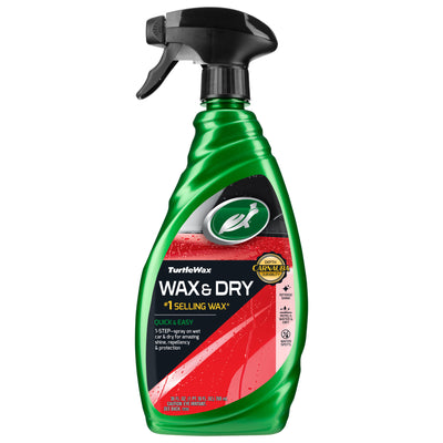 Turtle Wax Wax & Dry spray bottle for car detailing. Get a deep carnauba wax shine with this easy 1-step wet or dry application. Turtle Wax Wax & Dry spray bottle for car detailing. Get a deep carnauba wax shine with this easy 1-step wet or dry application.