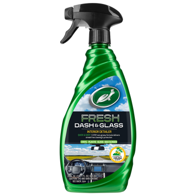 Turtle Wax Dash & Glass interior cleaner. Streak-free glass & non-greasy dash. Safe for tech screens. Caribbean Crush scent. Turtle Wax Dash & Glass interior cleaner. Streak-free glass & non-greasy dash. Safe for tech screens. Caribbean Crush scent.