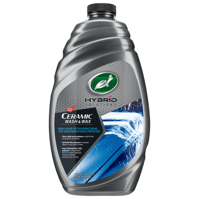 Turtle Wax Hybrid Solutions Ceramic Wash & Wax in a 48 oz gray bottle. Auto detailing for instant shine and protection. Turtle Wax Hybrid Solutions Ceramic Wash & Wax in a 48 oz gray bottle. Auto detailing for instant shine and protection.