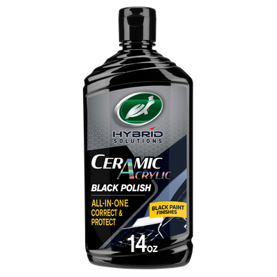 Turtle Wax Hybrid Solutions Ceramic Acrylic Black Polish, 14 oz. All-in-one polish for black car paint. Corrects & protects. Turtle Wax Hybrid Solutions Ceramic Acrylic Black Polish, 14 oz. All-in-one polish for black car paint. Corrects & protects.