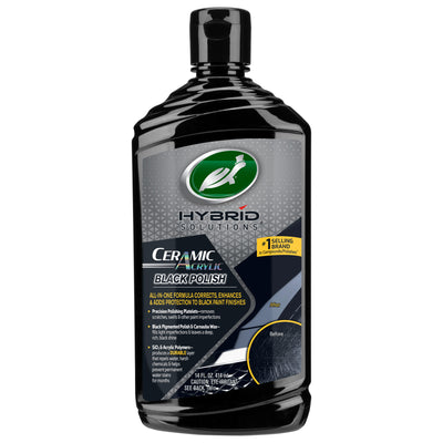 Turtle Wax Hybrid Solutions Ceramic Acrylic Black Polish, 14 oz. All-in-one polish for black car paint. Corrects & protects. Turtle Wax Hybrid Solutions Ceramic Acrylic Black Polish, 14 oz. All-in-one polish for black car paint. Corrects & protects.