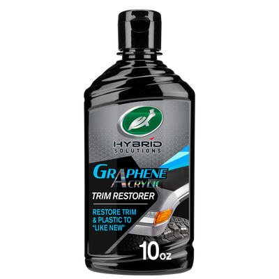 Turtle Wax Hybrid Solutions Graphene Acrylic Trim Restorer, 10 oz bottle for restoring plastic and trim. Turtle Wax Hybrid Solutions Graphene Acrylic Trim Restorer, 10 oz bottle for restoring plastic and trim.
