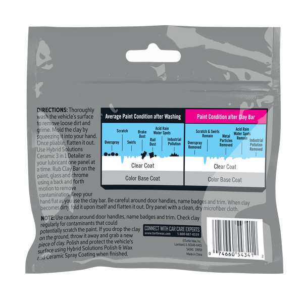 Auto detailing shows how a Turtle Wax clay bar removes car paint contamination like rail dust for a smooth finish.