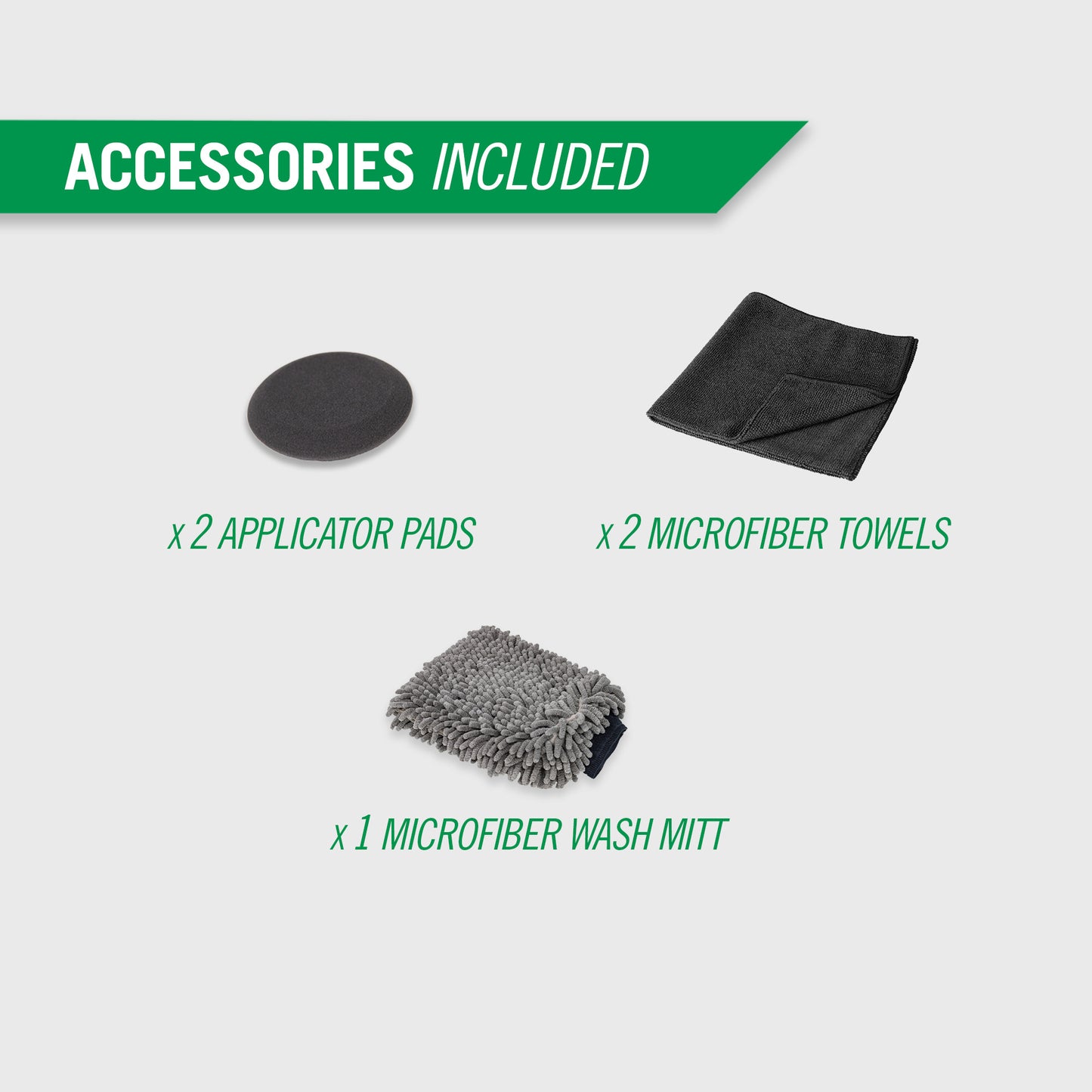 Car detailing kit shown with wheel brush, microfiber wash mitt, applicators, and microfiber towels for auto cleaning in the USA.