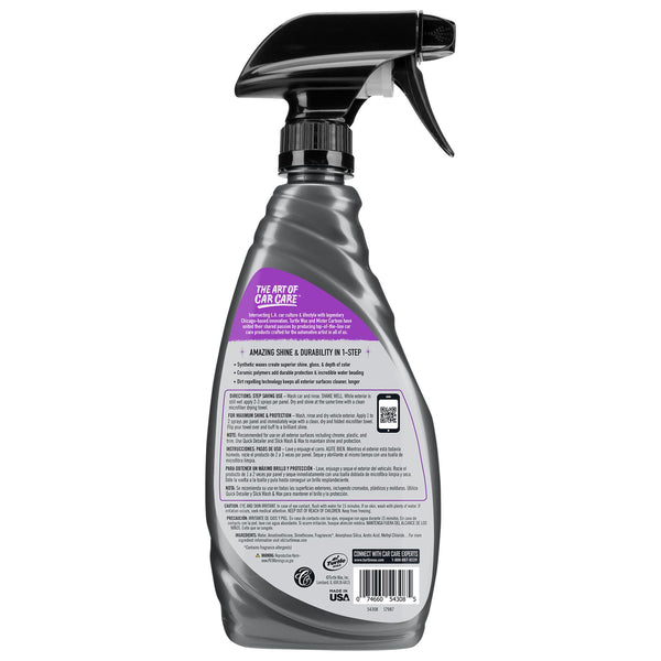 Turtle Wax spray bottle: 1-step car detailer. Amazing shine, durability, water beading. Use on auto exterior. Made in USA.