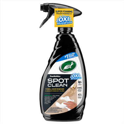 Turtle Wax Spot Clean stain & odor remover with Oxi Hyperfoam. Trigger spray bottle, ideal for pet messes on carpet and fabric. Turtle Wax Spot Clean stain & odor remover with Oxi Hyperfoam. Trigger spray bottle, ideal for pet messes on carpet and fabric.