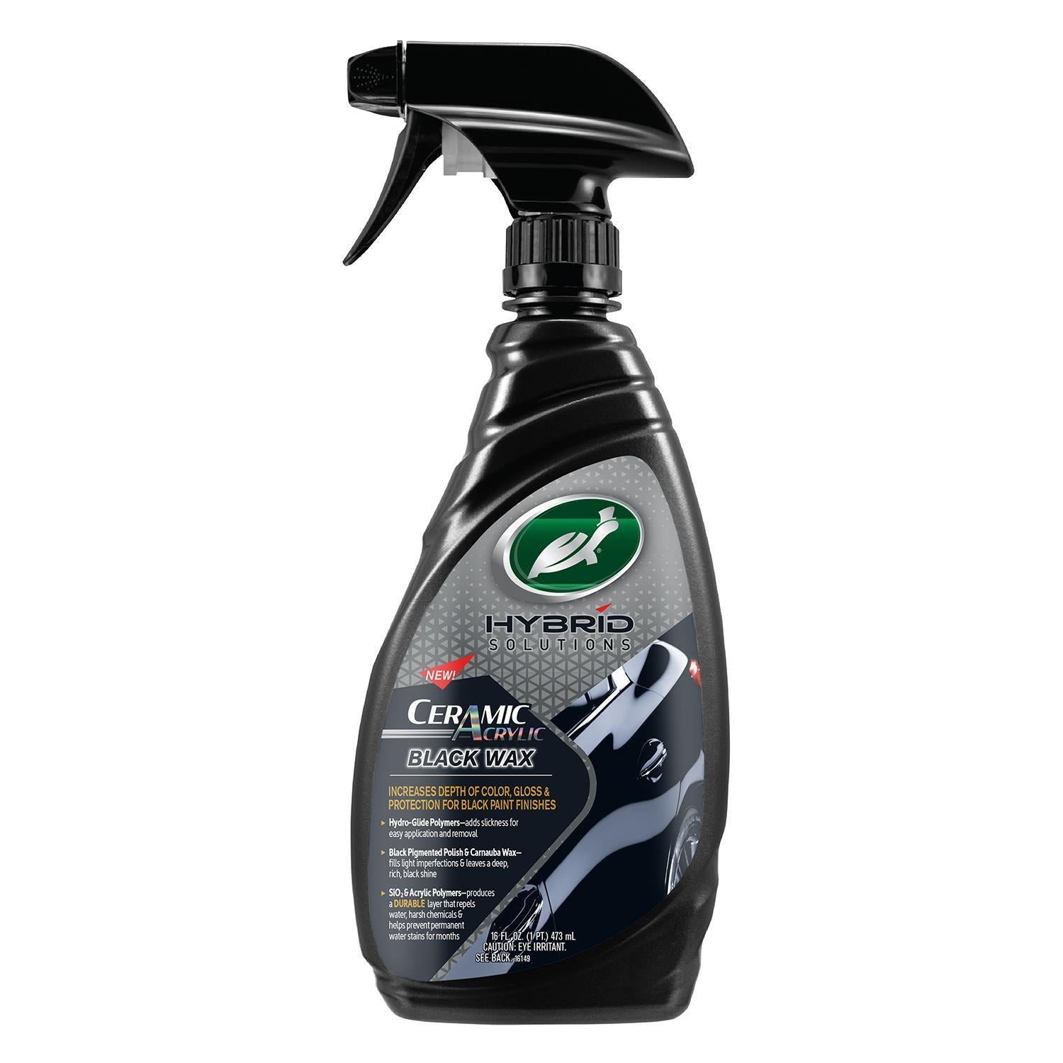 Turtle Wax Hybrid Solutions Ceramic Acrylic Black Wax for dark car paint. Spray bottle. Cleans & protects. US product image.