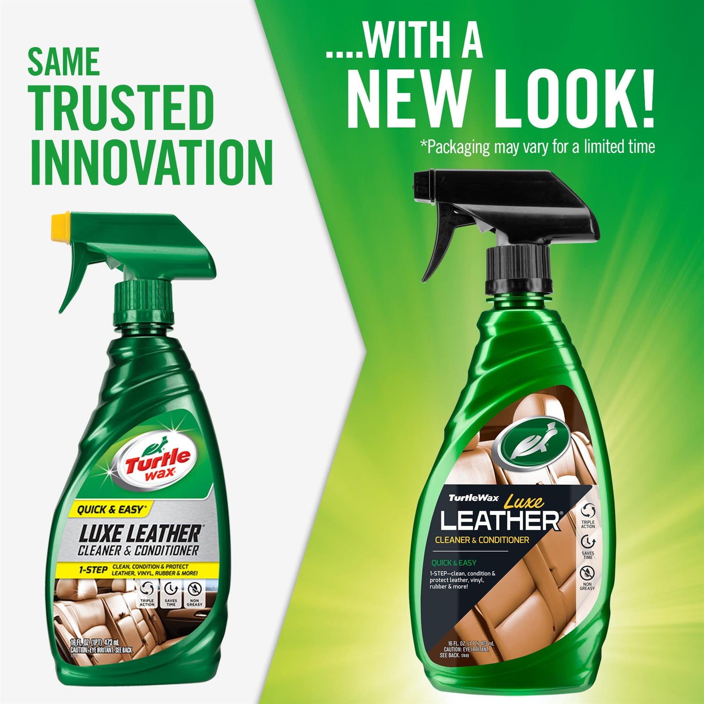 Turtle Wax Luxe Leather cleaner & conditioner. Quick & easy auto interior detailing. Protects leather, vinyl, rubber. US product.