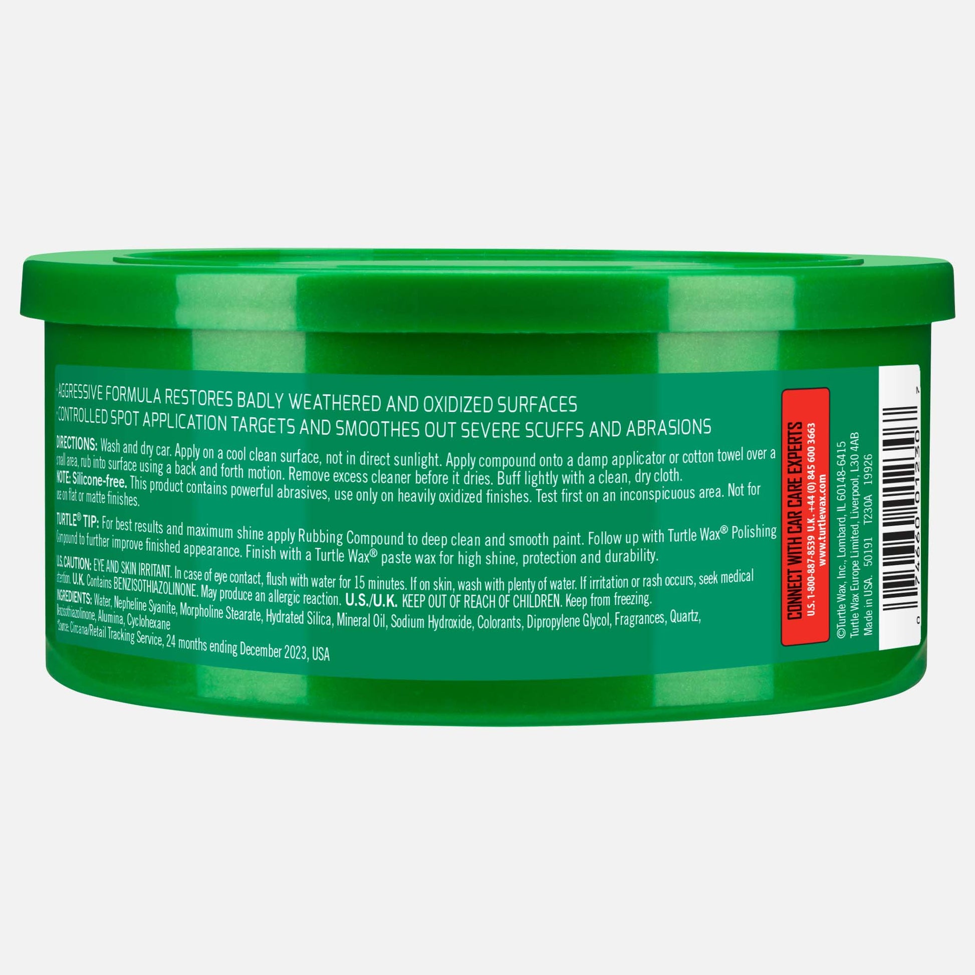 Turtle Wax Rubbing Compound restores weathered, oxidized car paint. Abrasive formula smooths scuffs & scratches. Made in USA.