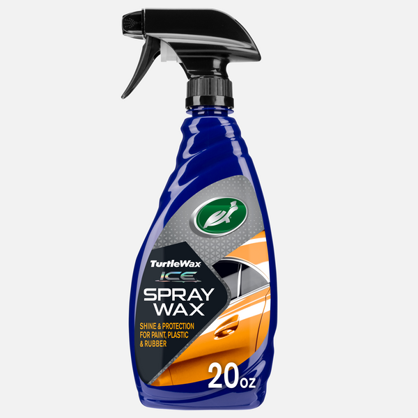 Turtle Wax ICE Spray Wax provides shine and protection for car paint, plastic, and rubber. It is residue-free.