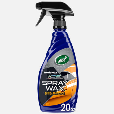 Turtle Wax ICE Spray Wax provides shine and protection for car paint, plastic, and rubber. It is residue-free.