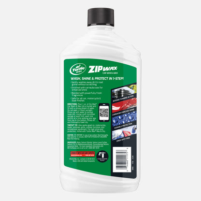 Turtle Wax Zip Wax for car washing. Car wash and wax cleans, shines and protects. Carnauba wax for a spot-free finish. Made in USA.