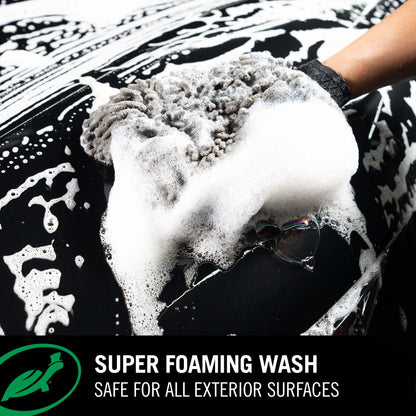 Super-foaming formula creates a thick, fluffy barrier that helps prevent scratches and swirls on the surface