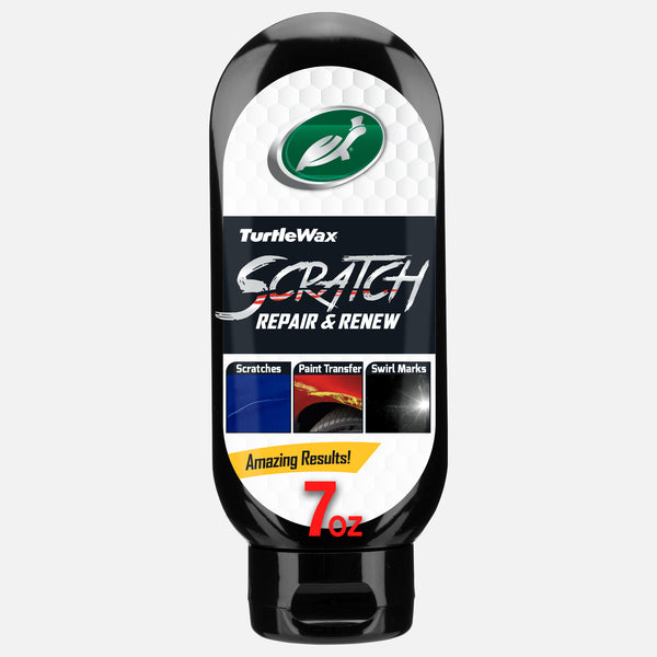7 oz. Turtle Wax scratch repair for car paint. Removes scratches, paint transfer, and swirl marks.