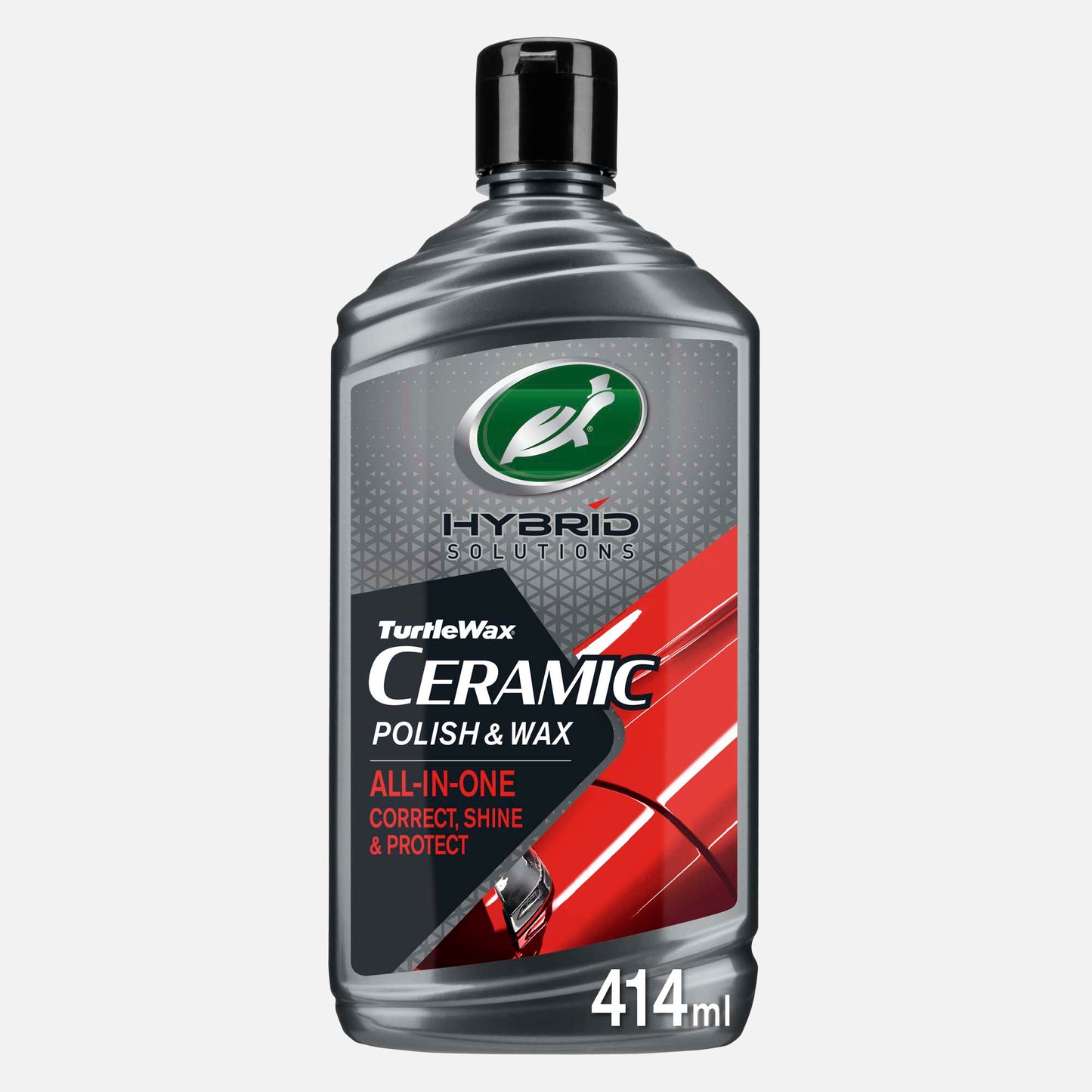 Ceramic Polish & Wax bottle. Turtle Wax Hybrid Solutions. Car detailing for shine & protection.