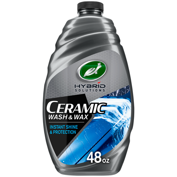 Turtle Wax Hybrid Solutions Ceramic Wash & Wax in a 48 oz gray bottle. Auto detailing for instant shine and protection.