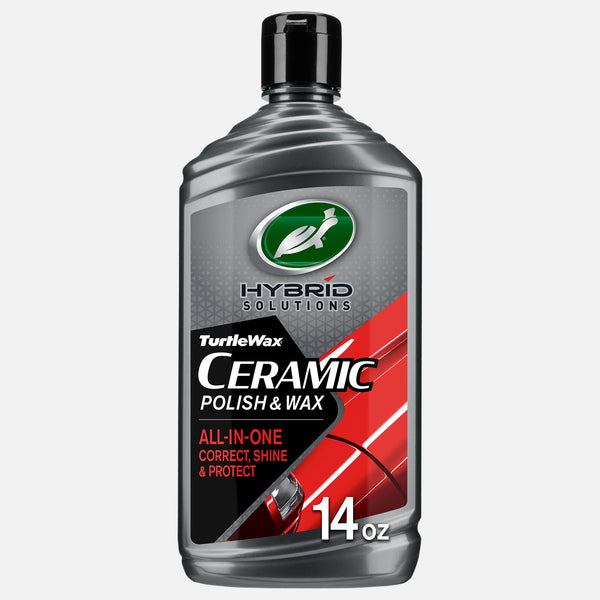 Ceramic Polish & Wax bottle. Turtle Wax Hybrid Solutions. Car detailing for shine & protection.