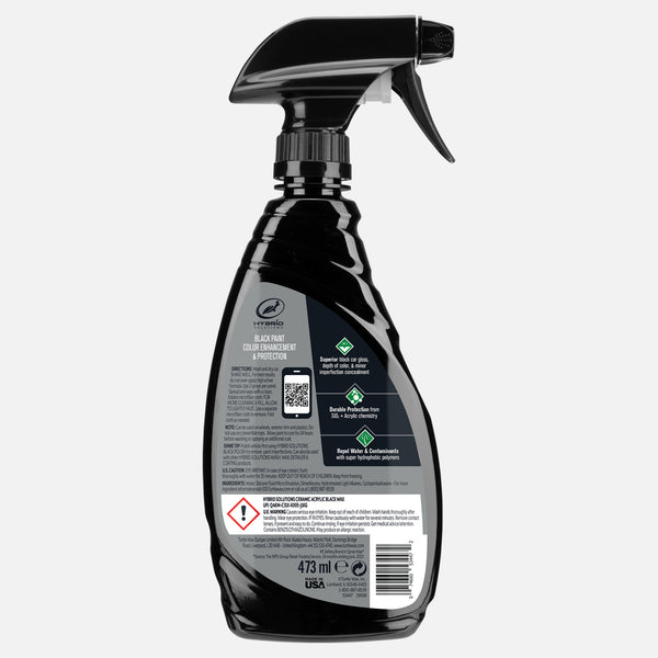 Black auto paint protection: Turtle Wax Hybrid Solutions. Enhances dark car color and conceals imperfections. Durable SiO2, acrylic.