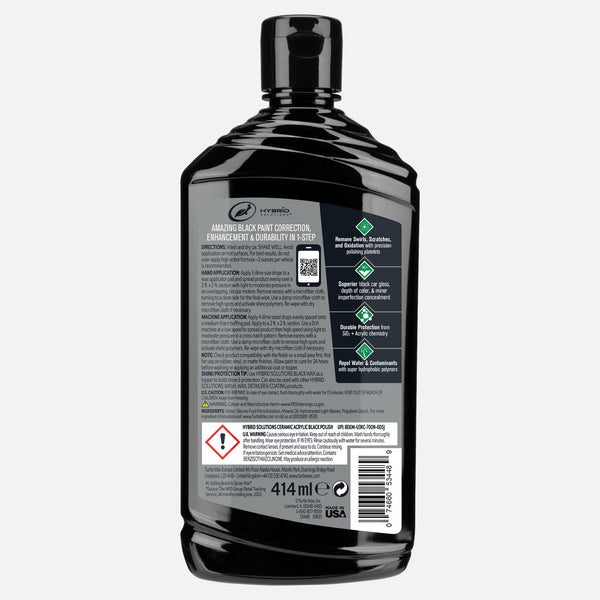 Turtle Wax Hybrid Solutions Ceramic Acrylic Black Polish: car paint correction, enhancement & durability in 1 step. Made in USA.