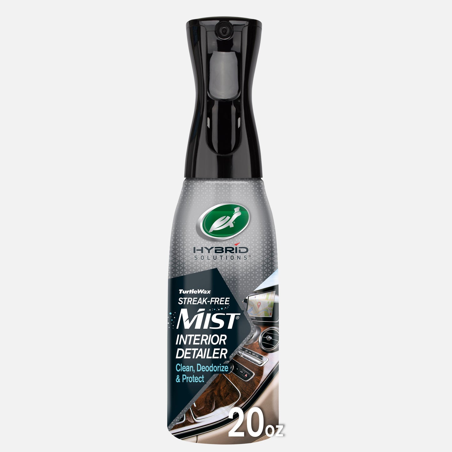 Turtle Wax Hybrid Solutions Mist: Streak-free interior detailer that cleans and deodorizes. Leaves a fresh scent, protects surfaces.