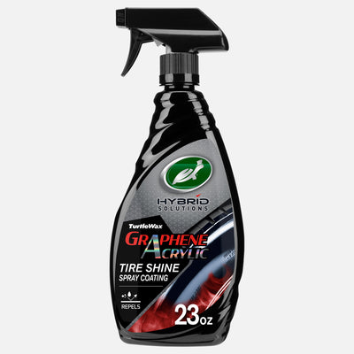 Turtle Wax Hybrid Solutions Graphene Acrylic Tire Shine 23oz. Spray coating, repels water. Car detailing and care.