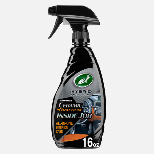 Turtle Wax Hybrid Solutions Ceramic + Graphene "Inside Job" protects car interiors. All-in-one care for leather, vinyl, plastic, & rubber.