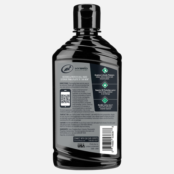 Turtle Wax Hybrid Solutions Graphene Acrylic Trim Restorer back of bottle 