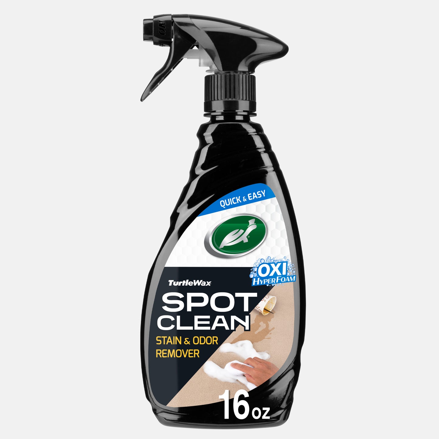 Turtle Wax Spot Clean stain & odor remover with Oxi Hyperfoam. Trigger spray bottle, ideal for pet messes on carpet and fabric.