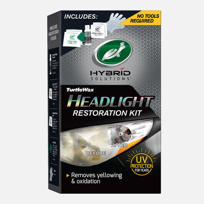 Restore cloudy headlights with a Turtle Wax kit. See before & after clarity for safer driving. Includes wipes, compound, and pads.