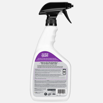 Turtle Wax tire & whitewall cleaner in a spray bottle. Foaming action dissolves brake dust for a jet-black tire look. Made in USA.