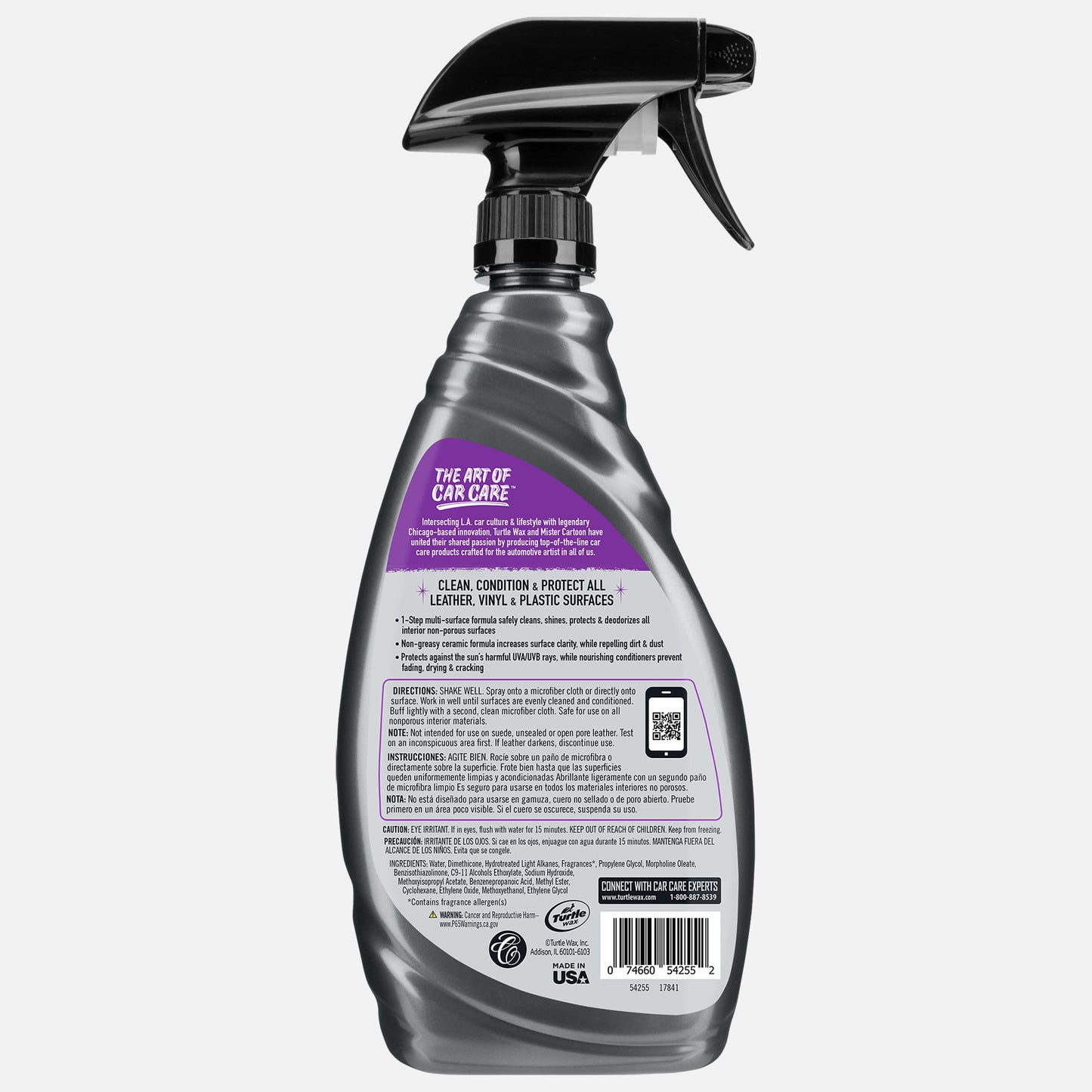 Turtle Wax Interior Cleaner: Cleans, conditions, and protects car leather, vinyl, & plastic. USA made with UV protection.