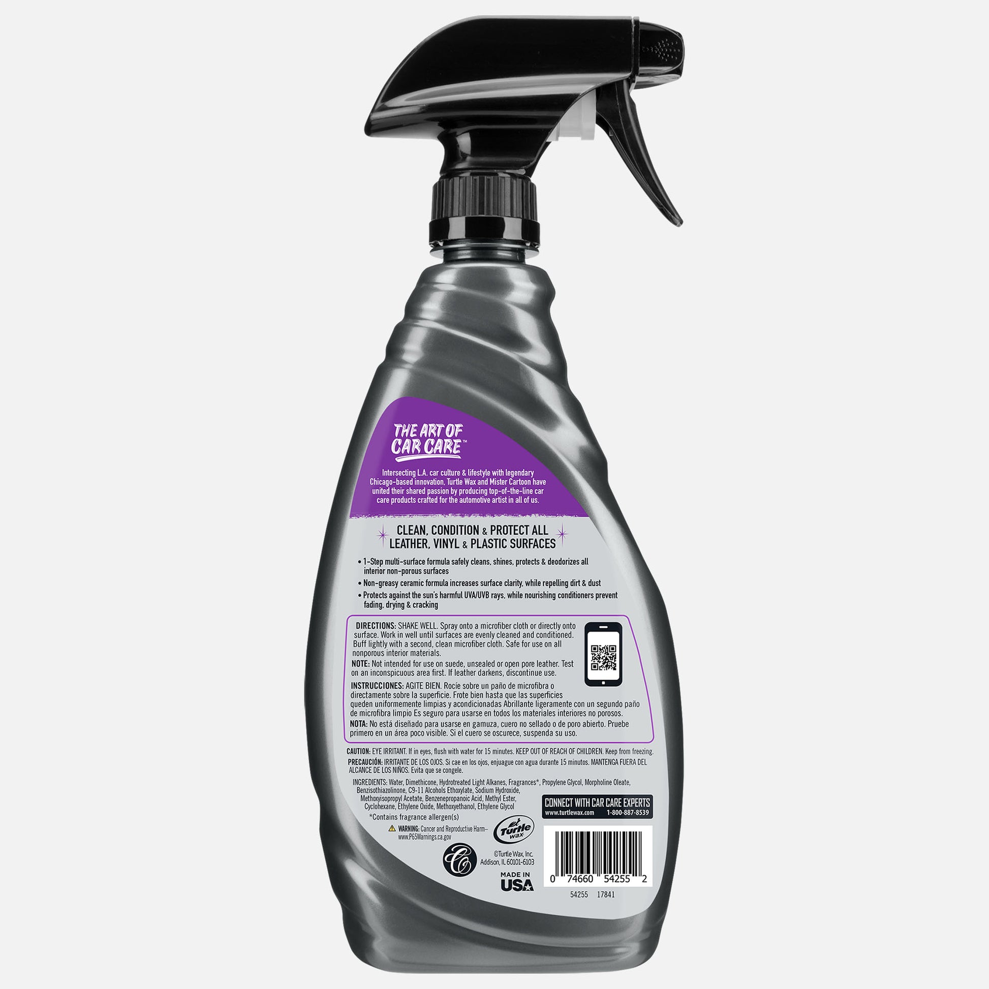 Turtle Wax Interior Cleaner: Cleans, conditions, and protects car leather, vinyl, & plastic. USA made with UV protection.