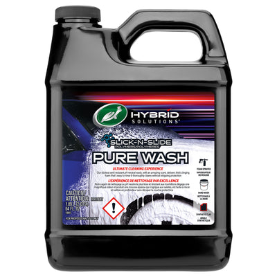 Turtle Wax Hybrid Solutions Pure Wash. Ultimate car cleaning. Use foam sprayer, hand wash or synthetic clay. 64oz container. Won't strip coatings.