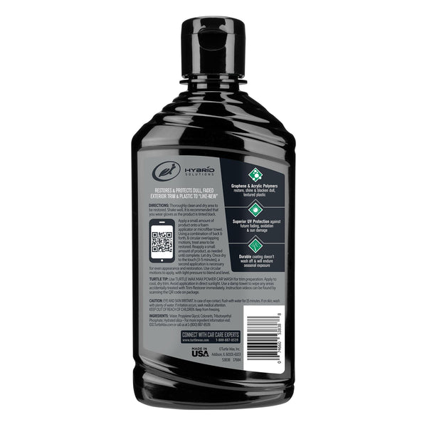 The back packaging of trim restorer is displayed