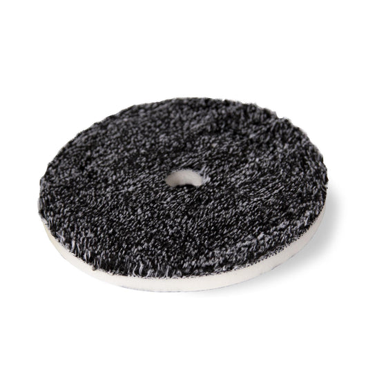 Microfiber buffing pad. Detailing buffer. Dark & light gray microfibers. Auto paint care.